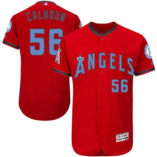Angels of Anaheim #56 Kole Calhoun Red Flexbase Authentic Collection Father's Day Stitched MLB Jersey